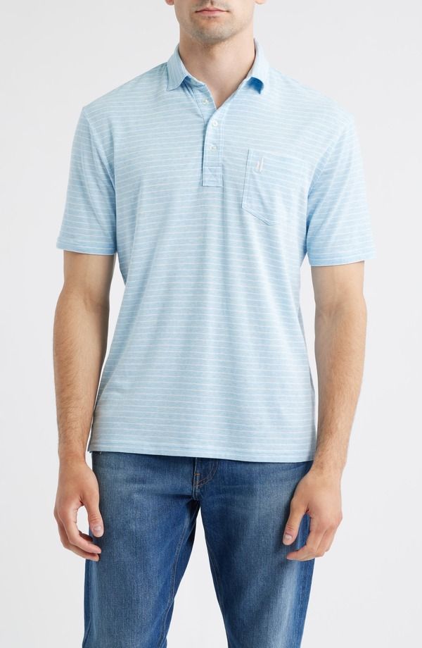 ジョニー オー メンズ トップス ポロシャツ johnnieO Ryan Stripe Polo Cloud Blue ブルー