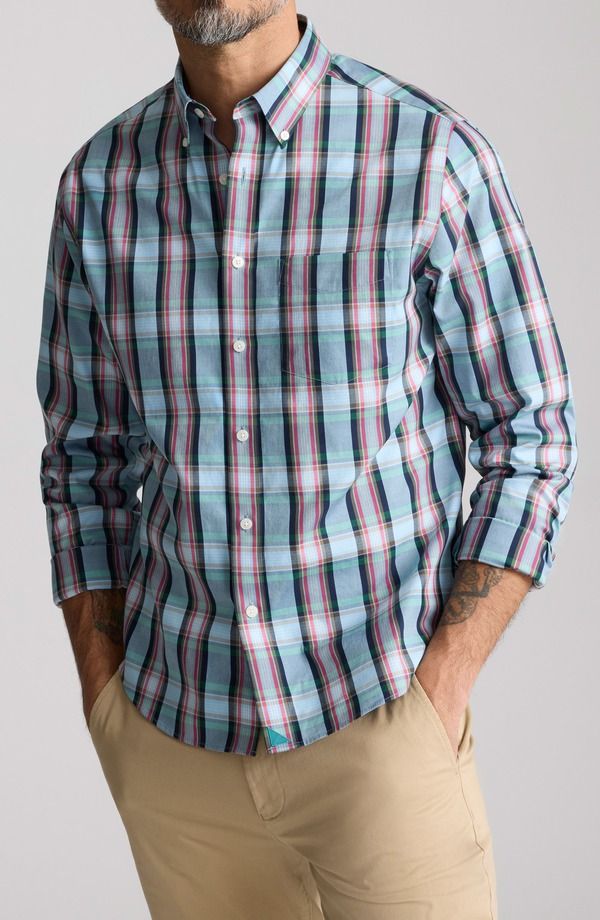 アンタックイット メンズ トップス シャツ コットン ダウン UNTUCKit Plaid Wrinkle Free Cotton ButtonDown Shirt Blue ブルー