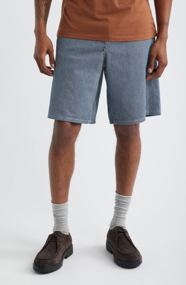 レ ドゥ メンズ ボトムス デニムパンツ ショートパンツ Les Deux Ryder Stripe Denim Shorts Dark Navy ネイビー