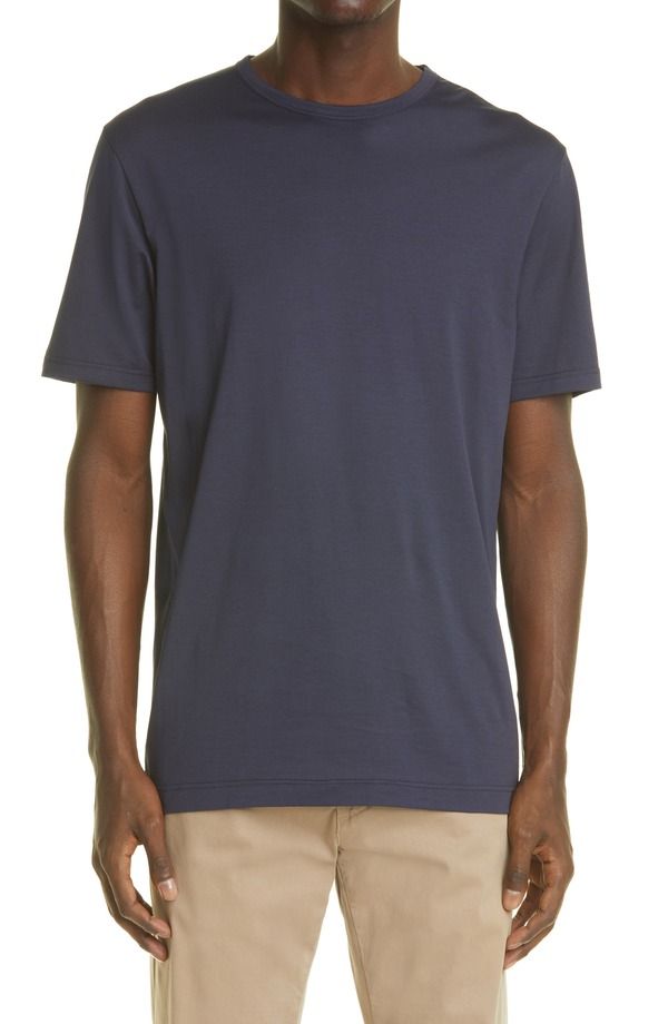 サンスペル メンズ トップス Tシャツ クルーネック Sunspel Crewneck TShirt Navy ネイビー