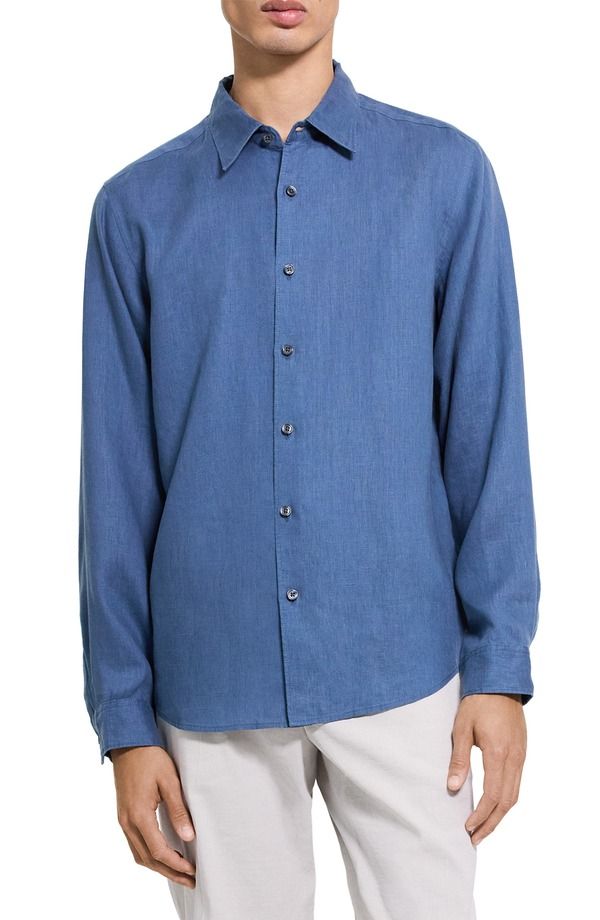 セオリー メンズ トップス シャツ リネン Theory Irving Solid Linen ButtonUp Shirt Bering