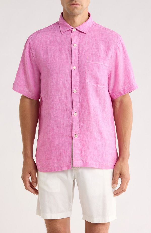 トッミーバハマ メンズ トップス シャツ リネン Tommy Bahama Paradise Breezer Short Sleeve Linen ButtonUp Shirt Pink Umbrella ピンク 26,838円
