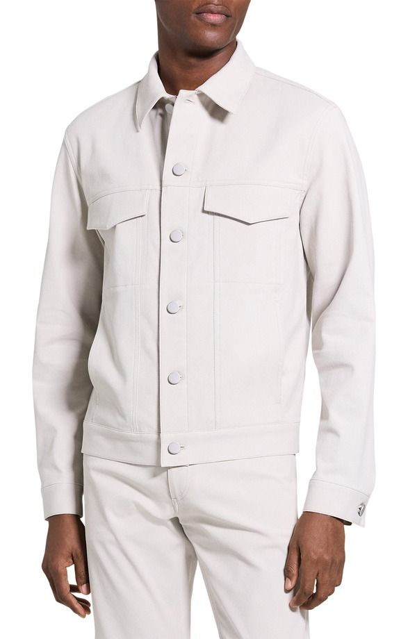 セオリー メンズ アウター ジャケット・ブルゾン Theory River Trucker ineoteric Twill Jacket Silver Cloud Uqa シルバー