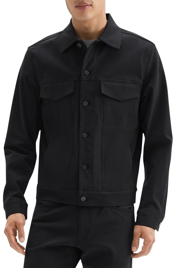 セオリー メンズ アウター ジャケット・ブルゾン Theory River Trucker ineoteric Twill Jacket Black 001 ブラック