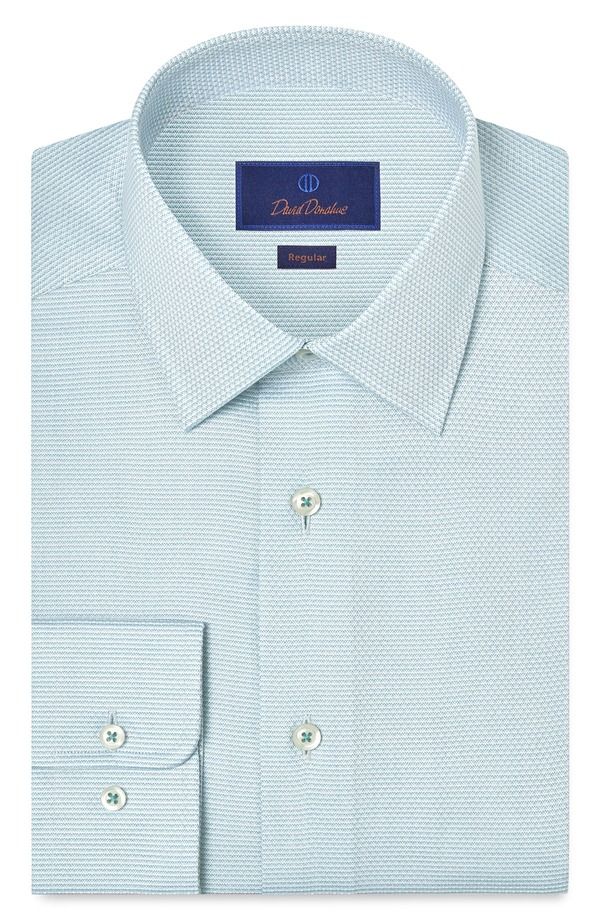 デイビッドドナヒュー メンズ トップス シャツ レギュラーフィット コットン Davidonahue Regular Fit Microcheck Cotton Dobby Dresshirt Seafoam 34,970円