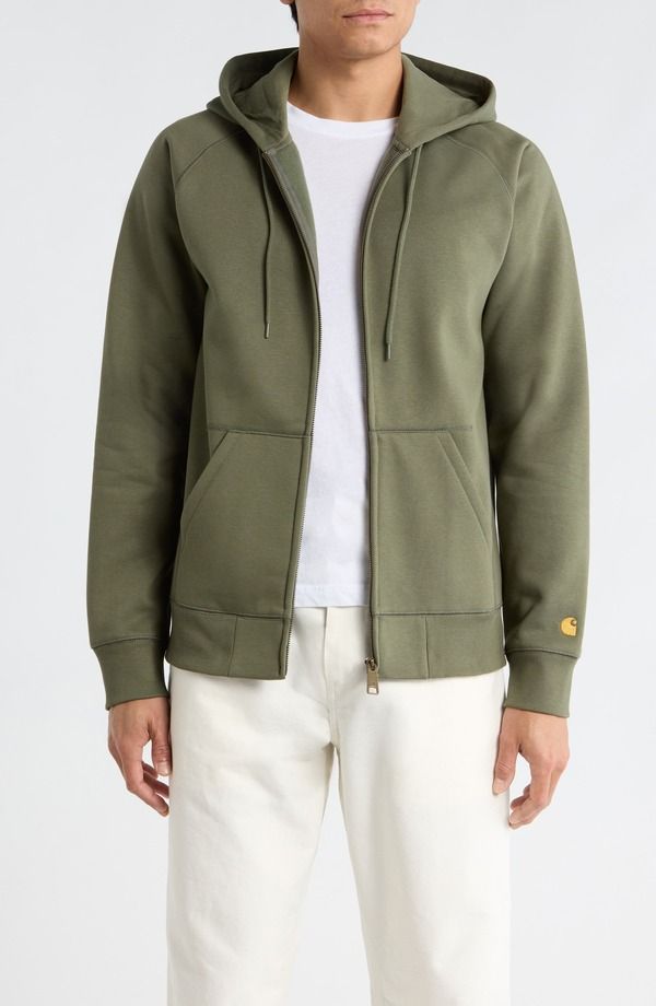 カーハート メンズ アウター パーカー・スウェット コットン Carhartt Work In Progress Chase Cotton Blend ZipUp Hoodie Leaf Gold ゴールド
