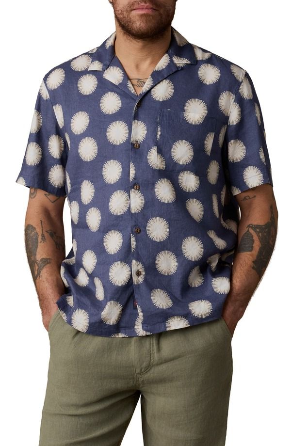 ファレティ メンズ トップス シャツ リネン Faherty Breeze Linen BlendCamp Shirt Bright Night Fireworks