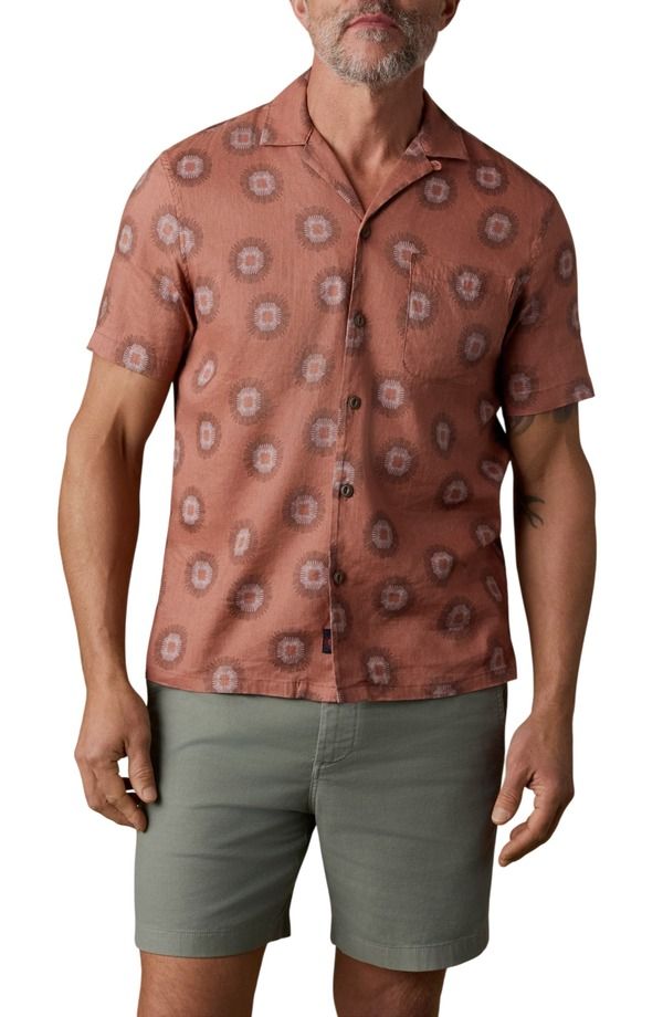 ファレティ メンズ トップス シャツ リネン Faherty Breeze Linen BlendCamp Shirt Sienna Coast Fireworks