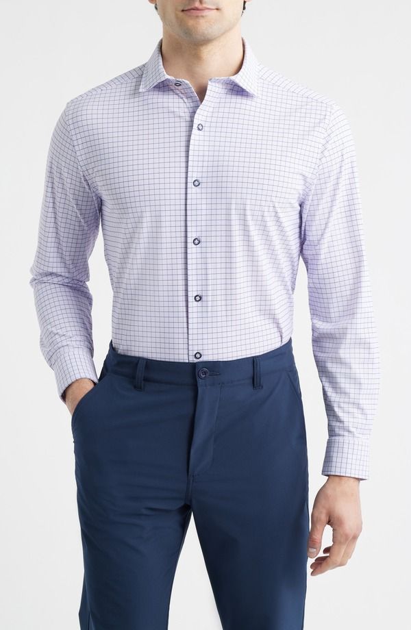 ジョンストンアンドマーフィー メンズ トップス シャツ ニット Johnston Murphy XC Motion Performance Knit ButtonUp Shirt Purple Navy ネイビー