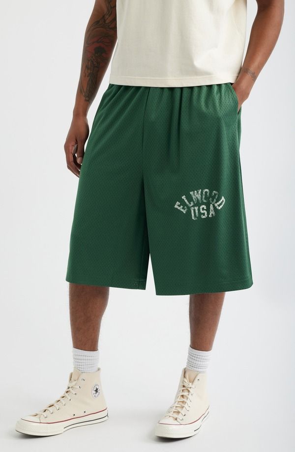 エルウッド メンズ ボトムス ハーフパンツ・ショーツ メッシュ ショートパンツ Elwood Canopy Mesh Basketball Shorts Pine