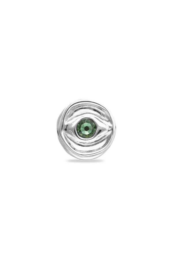ウノデ 50 レディース アクセサリー 指輪 UNODE50 Sterling silver plated signet ring in the shape of an eye with green faceted crystal Silver シルバー