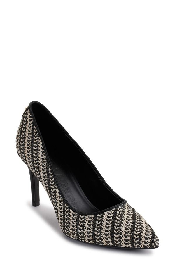 カール ラガーフェルド レディース シューズ パンプス KARLAGERFELD PARIS Royale Pointed Toe Pump Black Cream クリーム