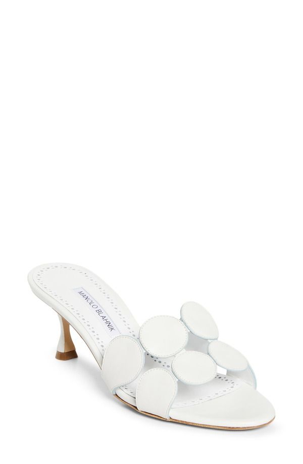 マノロ ブラニク レディース シューズ サンダル ヒール Manolo Blahnik Haribalmu Kitten Heel Sandal White Light Blue ホワイト
