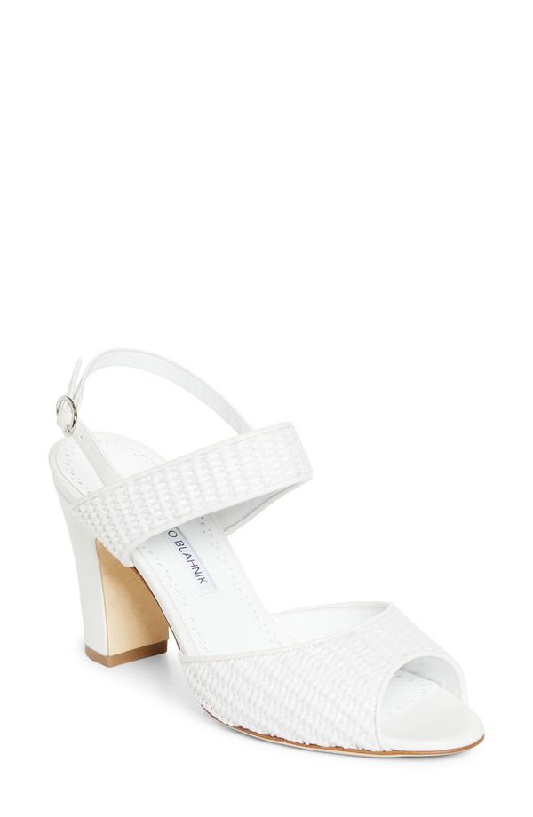 マノロ ブラニク レディース シューズ サンダル Manolo Blahnikhiko Slingback Sandal White ホワイト