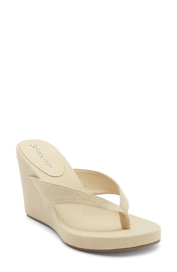 ジェフリー キャンベル レディース シューズ サンダル プラットフォーム Jeffrey Campbelliezel Platform Wedge Flip Flop Beige Canvas ベージュ