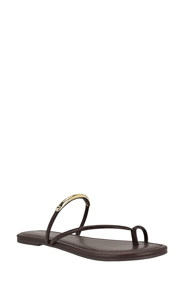 カルバンクライン レディース シューズ サンダル Calvin Klein Bienna Toe Loop Sandal Dark Brown Croco ブラウン
