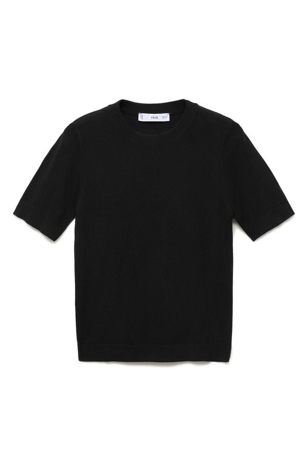 マンゴ レディース アウター ニット・セーター MANGO Short Sleeve Sweater Black ブラック