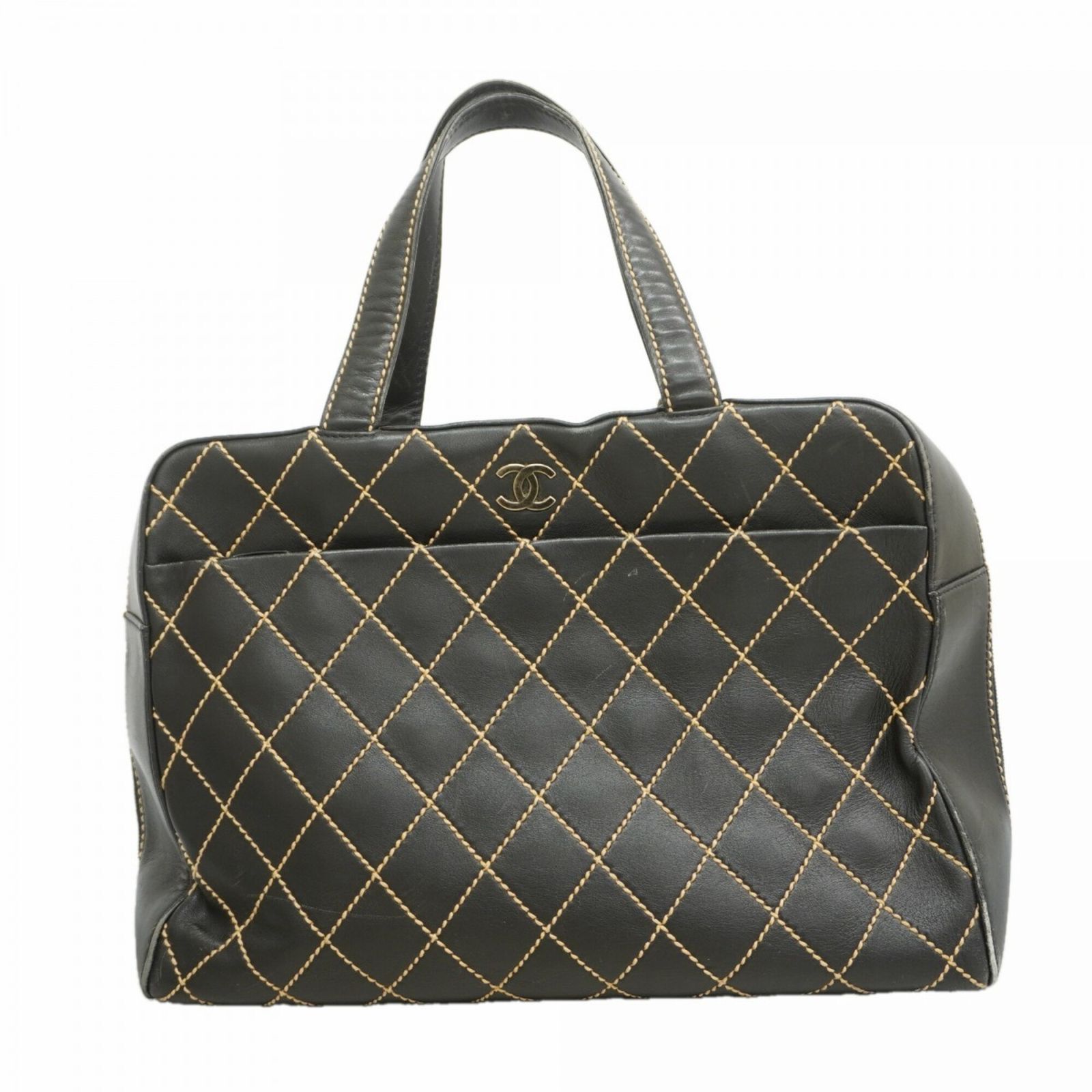 シャネル(Chanel) シャネル ハンドバッグ ワイルドステッチ ラムスキン ブラック レディース