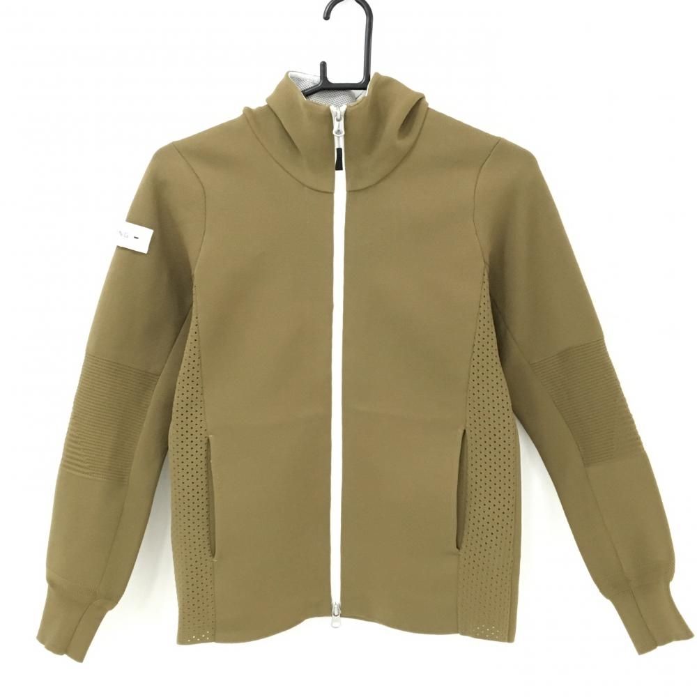 【超美品】ブリーフィング ニットジップパーカー ブラウン系 一部透かし編み フード裏メッシュ レディース S ゴルフウェア BRIEFING