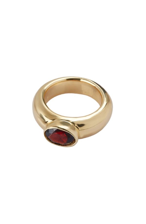 アルジェントヴィーヴォ レディース アクセサリー 指輪 Argento Vivo Sterling Silver Oval Stone Chunky Ringold Garnet ゴールド