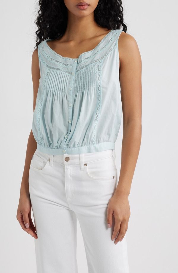 メイドウェル レディース トップス シャツ ノースリーブ レース Madewellace Inset Pintuck Sleeveless Top Frosted Sky