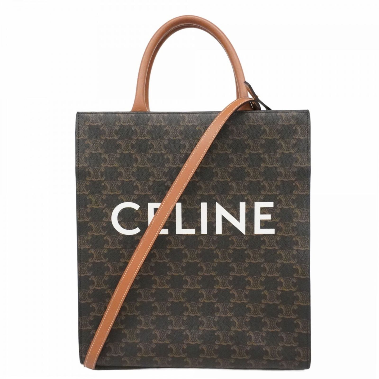 セリーヌ(Celine) セリーヌ トートバッグ トリオンフ バーティカルカバ ブラウン ブラック 2wayバッグレディース