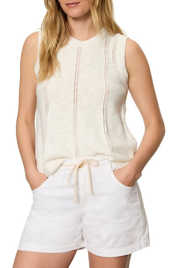サンクチュアリー レディース アウター パーカー・スウェット ノースリーブ ニット Sanctuary Easy Pointelle Knit Sleeveless Top Chalk White ホワイト