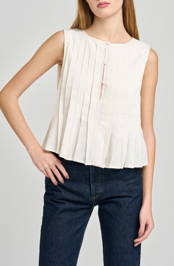 ワイフ レディース トップス シャツ プリーツ WAYF Romy Pleated Top Ivory アイボリー