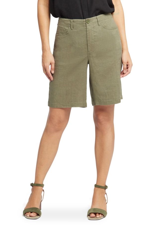 エヌワイディージェイ レディース ボトムス ハーフパンツ・ショーツ ショートパンツ リネン NYDJ Linen Blend Bermuda Shorts Avocado