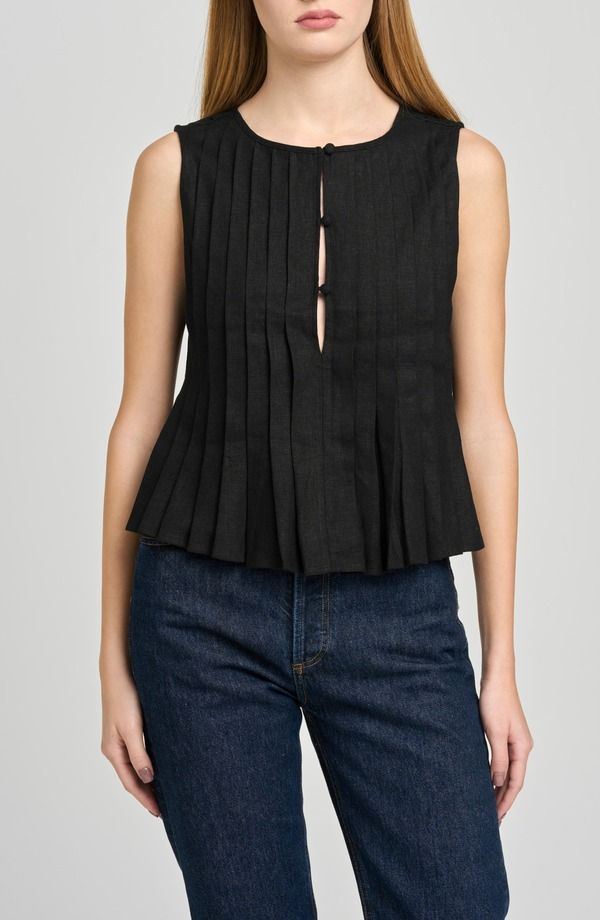 ワイフ レディース トップス シャツ プリーツ WAYF Romy Pleated Top Black ブラック