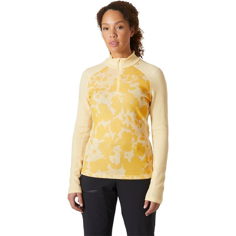 ヘリーハンセン レディース トップス Tシャツ グラフィック Helly Hansen Lifa Merino Midweight Graphic 12Zip Top Womens Yellow Cream Floral AOP クリーム