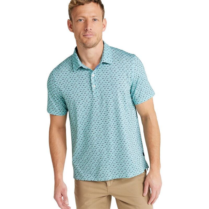 エルエルビーン メンズ トップス ポロシャツ プリント LLBean Comfort Stretch Perf Party SS Print Reg Polo Shirt Mensailcloth Tidepool
