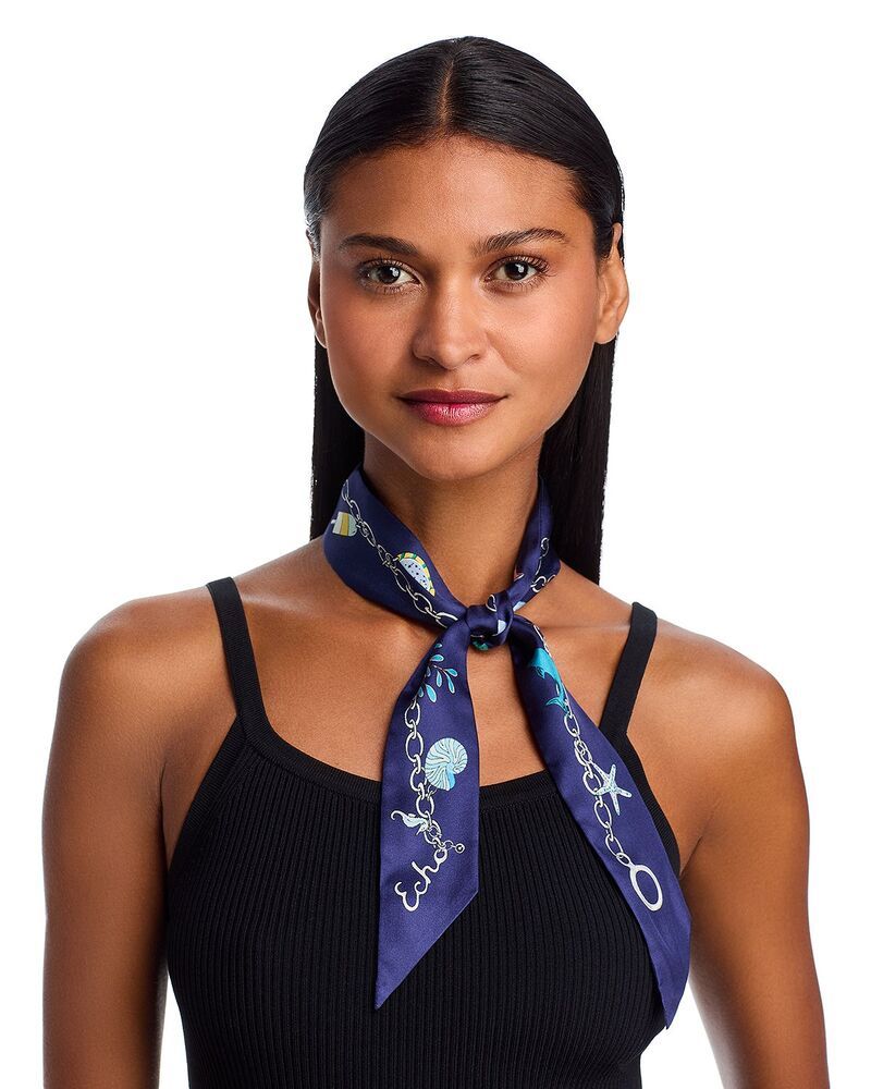 エコー レディース アクセサリー マフラー・ストール・スカーフ シルク Echo Charmed Silk Ribbon Scarf Navy ネイビー
