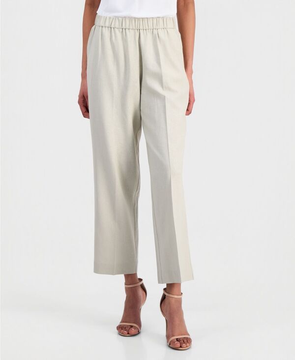 アンクライン レディース ボトムス カジュアルパンツ アンクル リネン Anne Klein Womens LinenBlend MidRise StraightLeg Ankle Pants Lt Sandstone