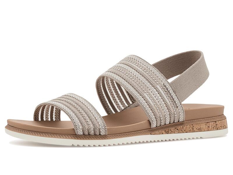 スケッチャーズ レディース シューズ サンダル Bobs From Skechers Bobs Desert Kiss Low Breezy Stripe Taupe トープ