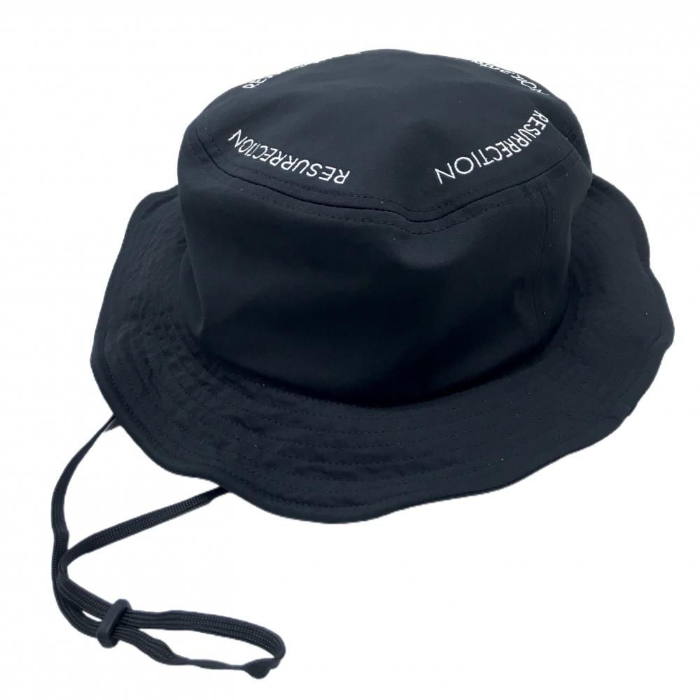 【美品】レザレクション ハット 黒×白 ロゴ刺しゅう メッシュ裏地 L ゴルフウェア Resurrection