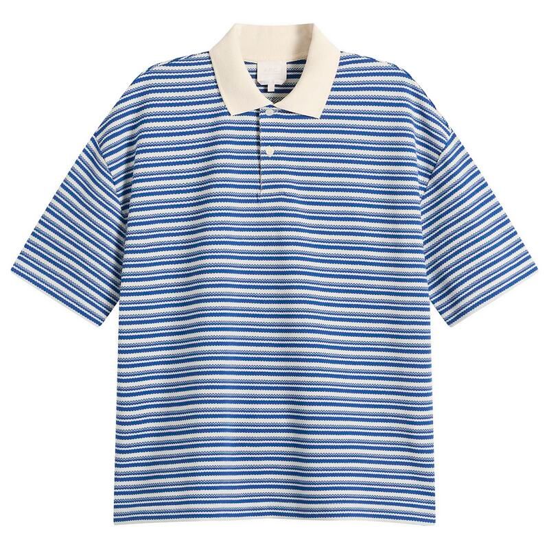 アーペーセー メンズ トップス ポロシャツ APC Ruben Jacquard Stripe Polo Blue White ホワイト