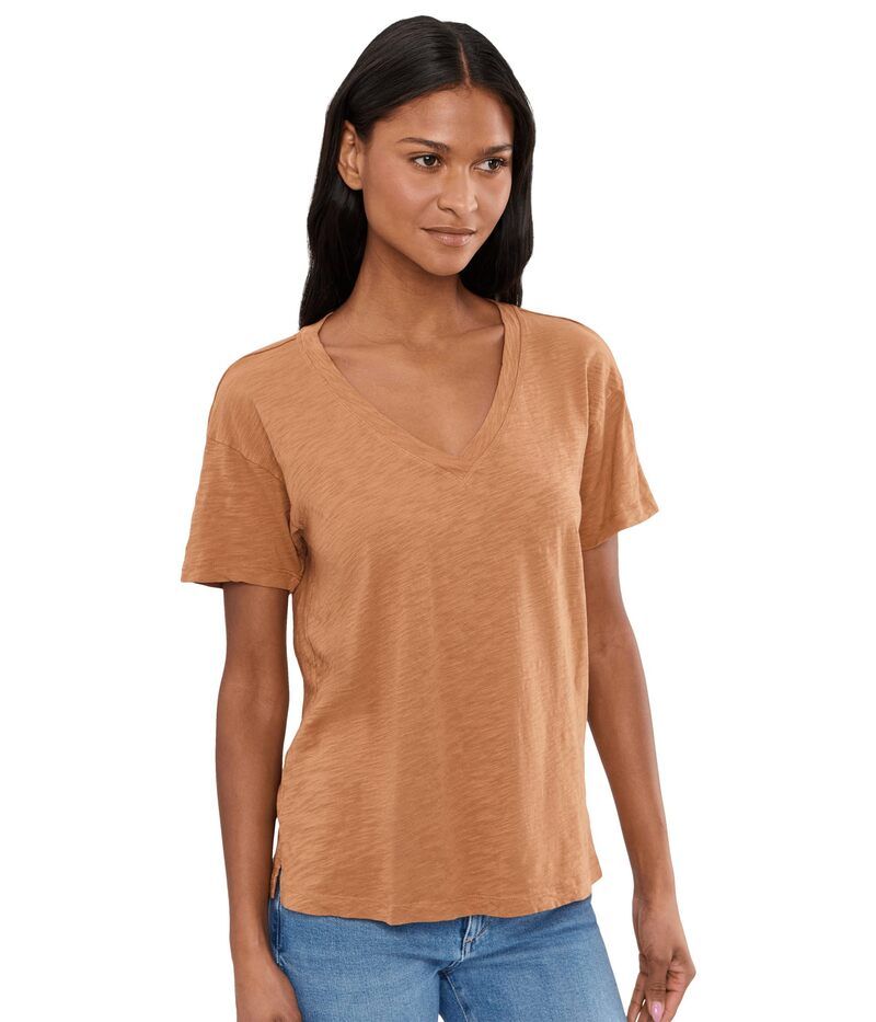 モッドドック レディース トップス シャツ Vネック Mododoc Short Sleeve VNeck Boxy TeeWo Honey Glaze