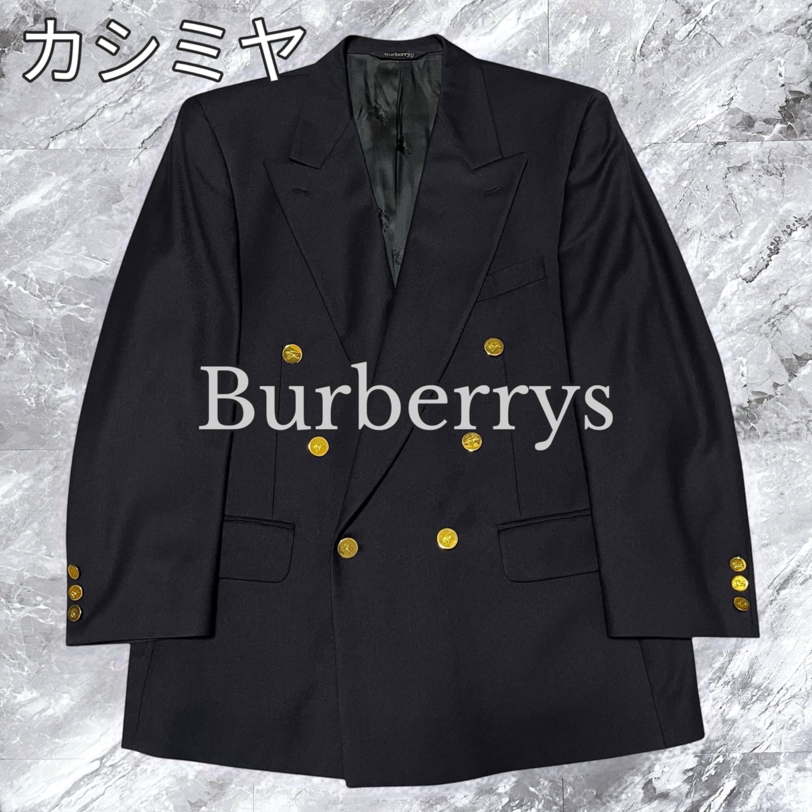 極美品】Burberrys バーバリー ダブル カシミヤ混 紺ブレ ジャケット 