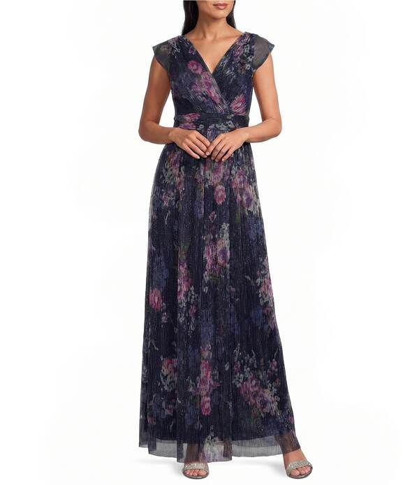 アールアンドエムリチャーズ レディース トップス ワンピース Vネック プリント シアー ノースリーブ ニット R M Richards Crinkle Sheer Knit VNeck Sleevelessilvia Print Faux Wrap Dres