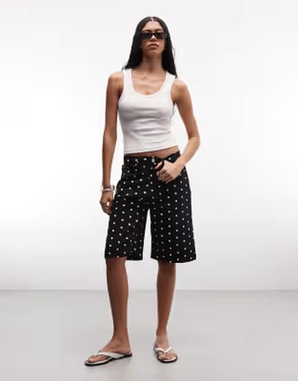 リキュールアンドポーカー レディース ボトムス ハーフパンツ・ショーツ ドット柄 ドット デニム Liquor N Poker denim jorts polka dot Polka dot ドット