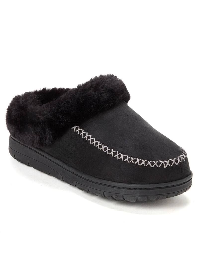 ディアフォームズ レディース シューズ サンダル スエード Womens Dearfoams Microsuede Moc Toe Clog Slippers Black ブラック