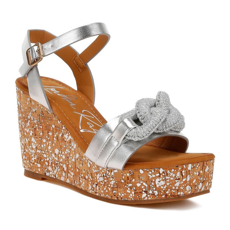 ロンドンラグ レディース シューズ パンプス サンダル London Rag Emelda Womens Wedge Sandals With Chain Link Detail Silver シルバー