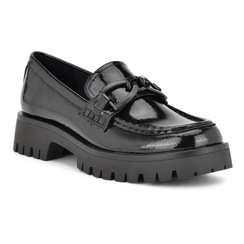 ナインウェスト レディース シューズ スリッポン・ローファー Nine West Gables Womens Lug Sole Loafers Black Patent ブラック