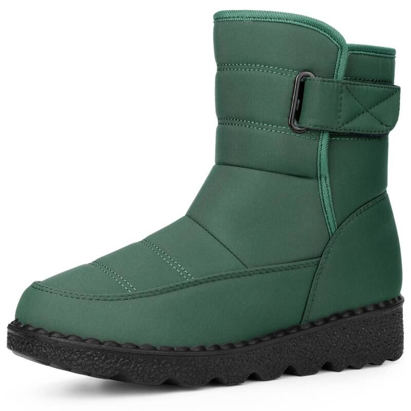 アレグラ ケー レディース シューズ ブーツ・レインブーツ ALLEGRA K Womens Pull on Adjustable Flat Snow Boots for Winter Green グリーン