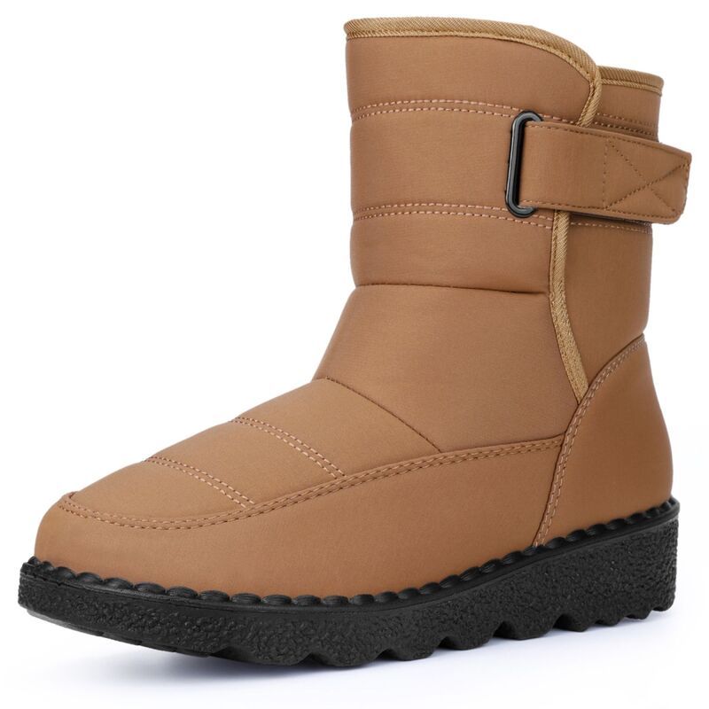 アレグラ ケー レディース シューズ ブーツ・レインブーツ ALLEGRA K Womens Pull on Adjustable Flat Snow Boots for Winter Brown ブラウン