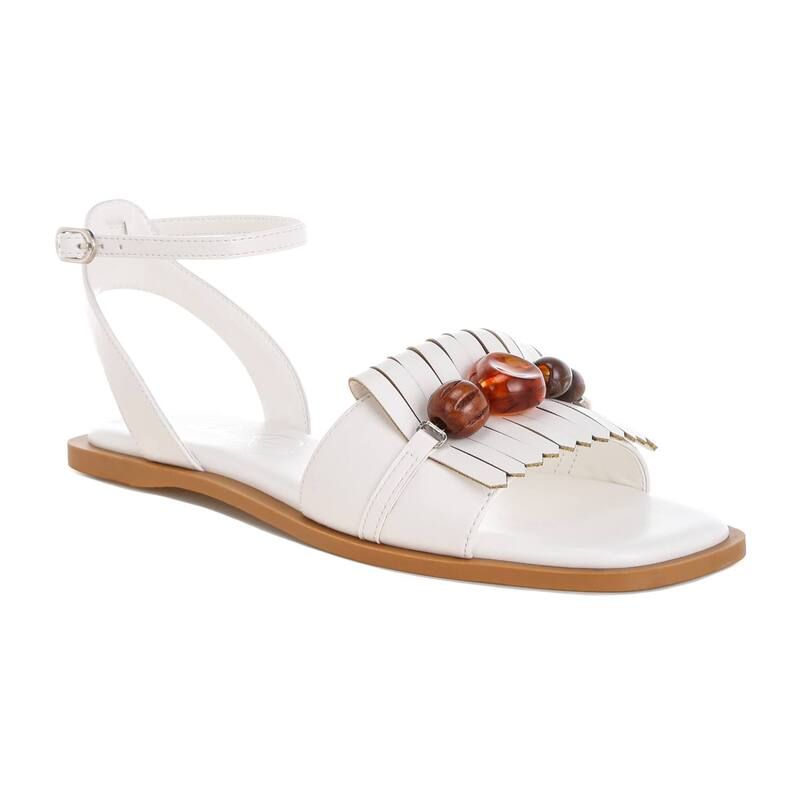 ロンドンラグ レディース シューズ サンダル London Rag Morgine WomenslipOn Flat Sandals with Beaded Accents White ホワイト