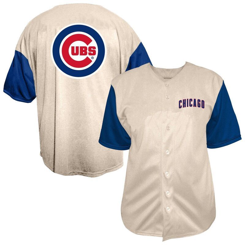 ファナティクス レディース トップス Tシャツ トール ジャージー Fanatics Mens Profile Cream Chicago Cubs Big Tall FullButton Jersey Cubeige ベージュ