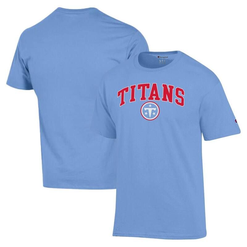 チャンピオン レディース トップス Tシャツ ロゴ Mens Champion Light Blue Tennessee Titans Arch Over Logo TShirttn Light ブルー