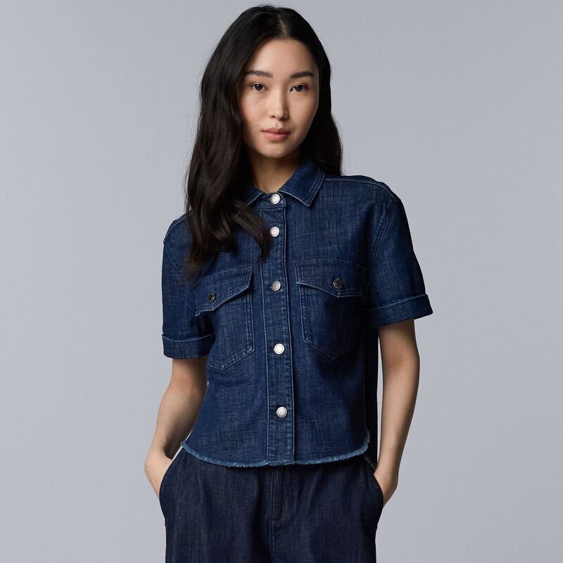 ヴェラウォン レディース アウター ジャケット・ブルゾン デニム Womensimply Vera Wang Short Sleeve Denim Jacketonindigo Rinse インディゴ